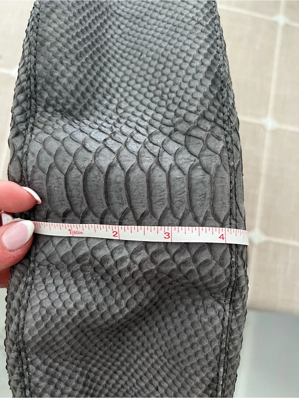 Coach Kristin Gray Python-Embossed  Bag with Silver Hardware F12938